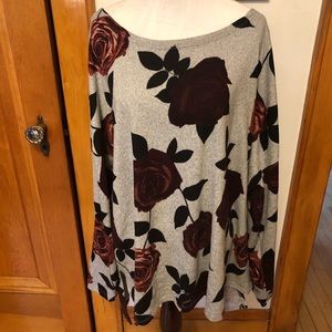 Rose Pattern Long Sleeved Blouse